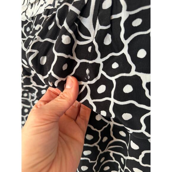 Vintage Jackie Bernard Dress Mid Length Floral Date Night Black White Womens 4 - Picture 7 of 12